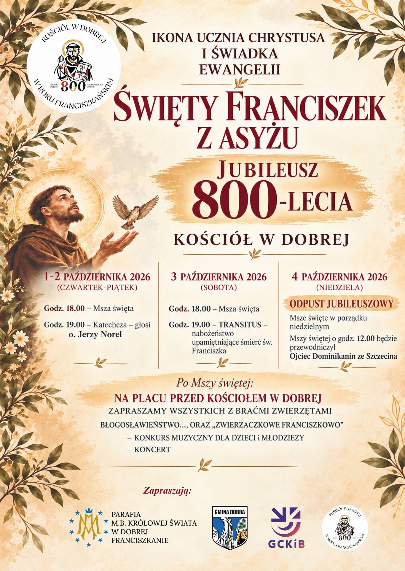 Grafika Jubileusz 800-lecia śmierci Św. Franciszka w Dobrej